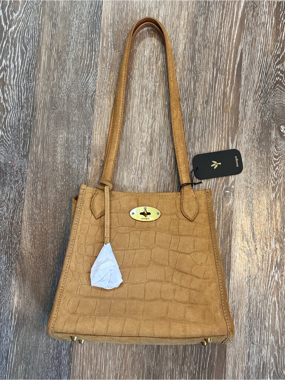 Margot Phoebe Medium Tote Bag  Croc-Embossed